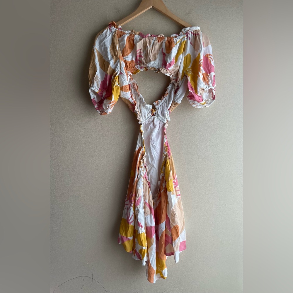 Sabo Skirt Dress Back Open Orange Pink White Small - Picture 4 of 7